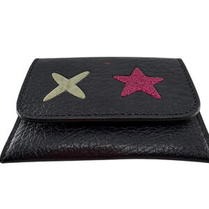 Coach Black Pebbled Leather Glitter Card Case
